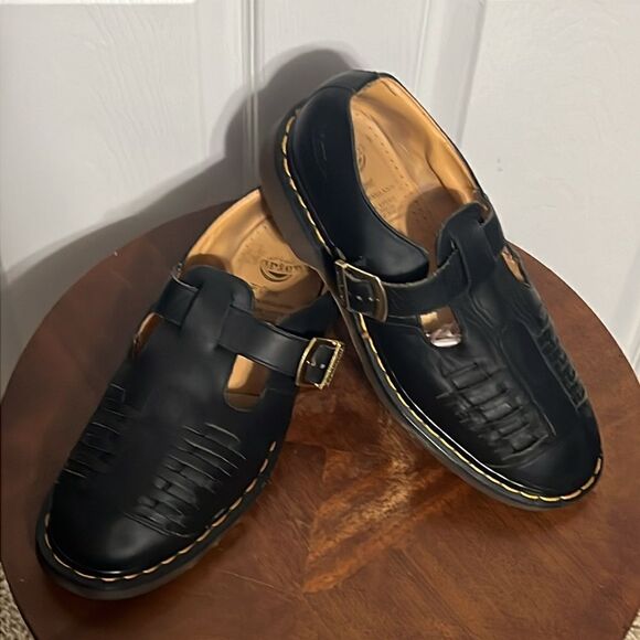 🔥 Dr Martens Mica woven black Leather Sandals Loafers Men 9 -EXCELLENT - England - Picture 3 of 15